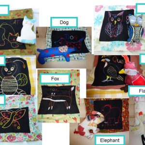 Embroidered cushion covers for children (with softie)